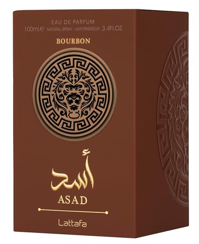 Lattafa Asad Bourbon for Unisex Eau de Parfum Spray, 3.4 Ounce / 100 ml